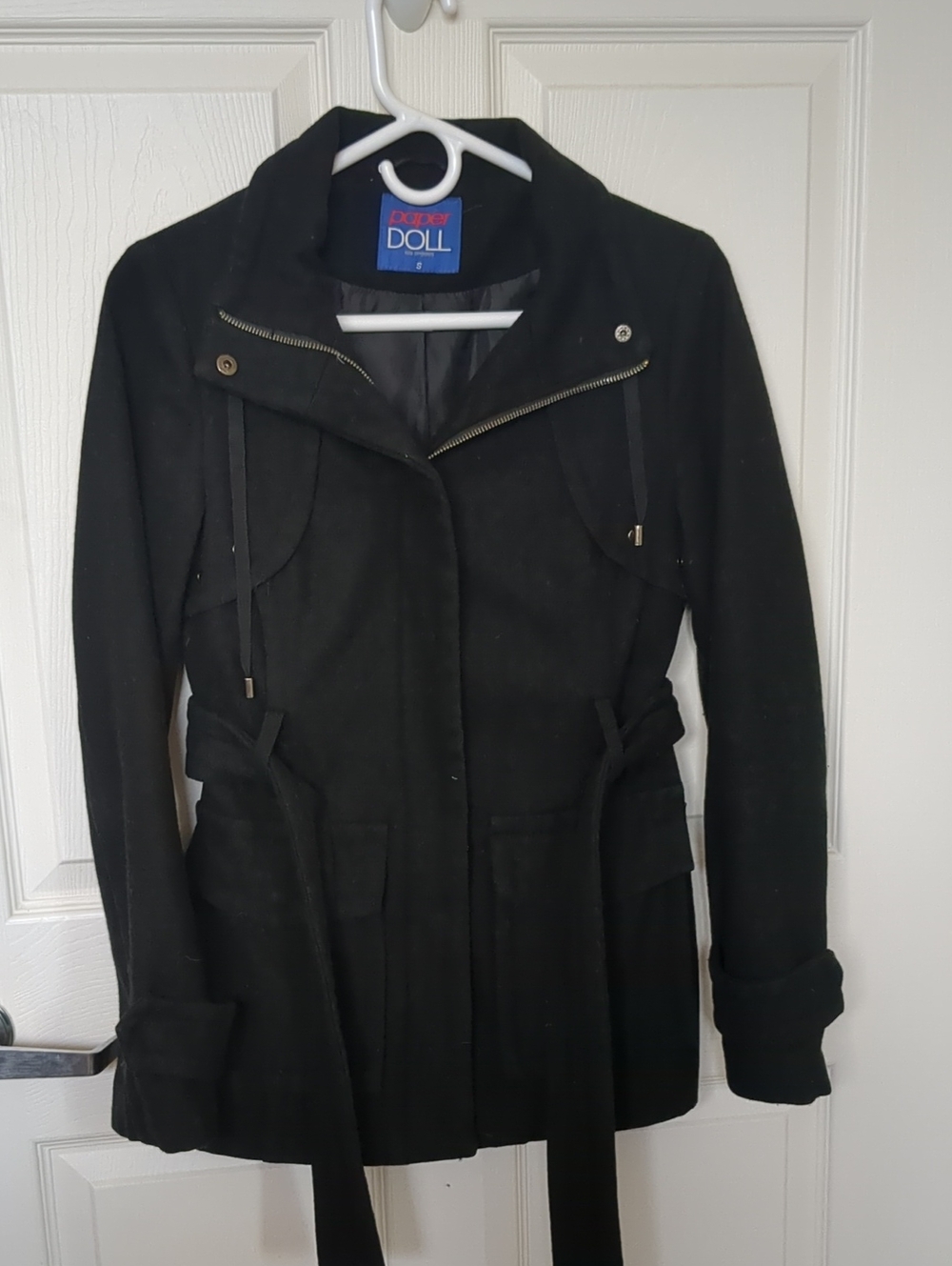 Paper Doll Women's Black Belted Wool-Blend Coat